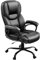 Yaheetech PU Leather High Back Office Chair Big and Tall Executive Managerial Desk Chair with Swivel Caster, Sturdy Metal Base,Black