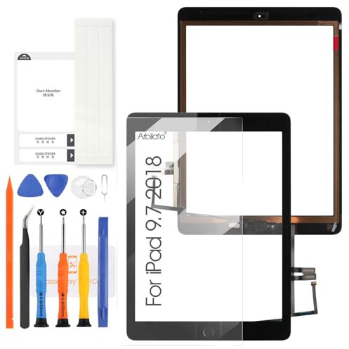 Arbilato Écran tactile de rechange pour iPad 6 6ème génération 2018 9,7, numériseur tactile pour iPad 6ème génération A1893 A1954, avec outils de réparation (avec bouton d'accueil, pas LCD) (noir)