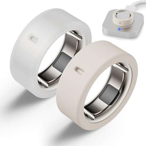 Snyeest Cover Compatible for Oura Ring 4/Gen 3 Protector,Silicone Anti-Scratch Elastic Ring Finger Case Woking Out Gym for Women Men-Clear+Starlight- M for 8/9/10/11