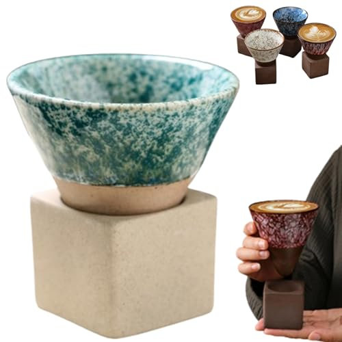 Japanese Coffee Cup,kaifori Japanese Coffee Cup,handcrafted Cone Espresso Cup,cone Cups,Coarse Pottery Coffee Mug with Base,Creative Cone Shape Coffee Cup Funnel Espresso Cup for Latte Tea Cocoa