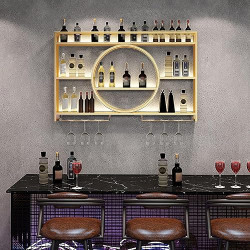 Wall Mounted Wine Racks,Home Bar Shelves Display Cabinets for Living Room Office Glass Rack Under Shelf Accessories Home Pub Outdoor Bottle Cork Holder All Fridge(Size:100 * 15 * 80cm,Color:Gold)