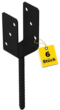 DMX - U Pfostenträger - Pfostenanker 6er-Set - Holzverbinder - Balkenschuh U profil - Pfostenträger 70x70 - Pfostenträger zum einbetonieren - Stützenfuß für Zaunpfosten, Holzpfosten, Terrasse, Carport