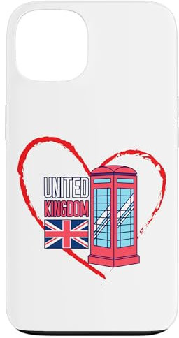 I Love the United Kingdom Heart Flag Phone Booth Case for iPhone 13