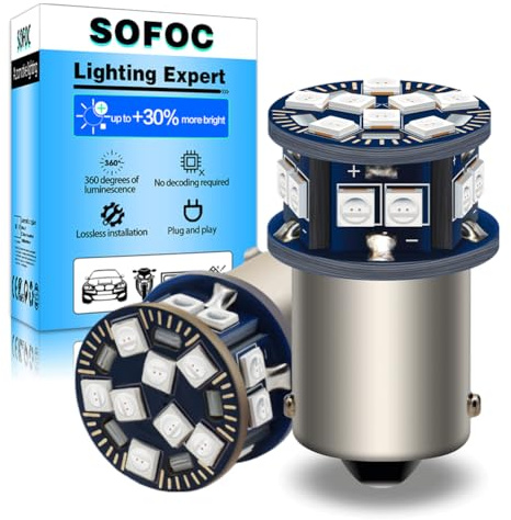 SOFOC 1156 BA15S LED Broms-/Bak-/Dimbakljus Röd 6V 12V 24V 6-60V AC/DC Canbus Ready för Motorcykel & Bil 2St
