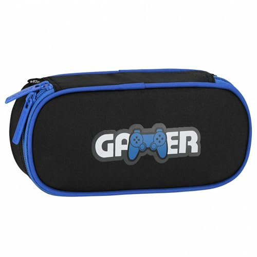 sarcia.eu Gaming Schulmäppchen, Gamer Federmäppchen für Jungen, Gamingpad, Schwarz-blaues 5x22x10cm (Gamer Fächer)