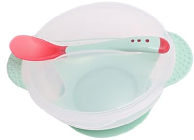 Baby Suction Bowl and Spoon Set Tableware Accessories with Lid for Introducing Solids to Baby Aged 6 Months Over