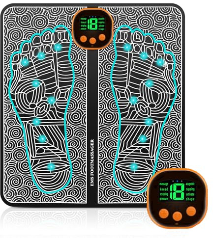 EMS Fußmassagegerät, Elektrisches Fußmassagegerät mit 8 Modi & 19 Intensitäten, Fördert die Durchblutung und lindert Muskelschmerzen, Tragbar und Wiederaufladbar, für den täglichen Einsatz