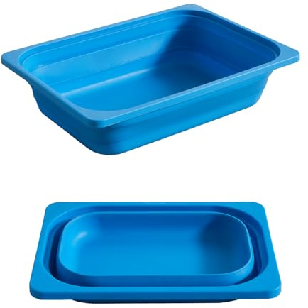 Asweets 2 Pack Storage Bins, Collapsible Plastic Basket, Washing Up Bowl Set, Space Saving & Portable Storage Organizer for Kitchen Bathroom, 1 Large & 1 Small Set (Blue)
