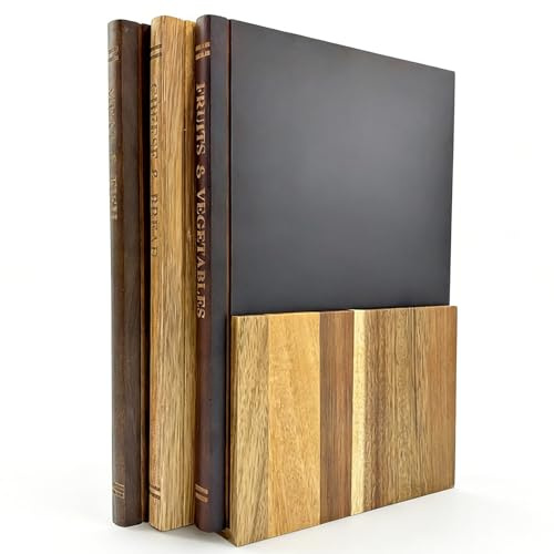 Set di 3 taglieri in legno per cucina (larghezza 33 cm x profondità 23 cm), a forma di libro, con supporto in legno, tagliere da portata per carne, verdure, formaggio e altro