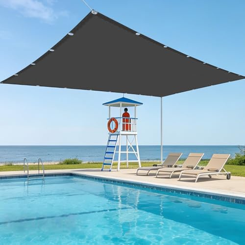 Vela Ombreggiante 5 x 9 m Resistente Ai Raggi UV Vela Ombreggiante Impermeabile Robusto e Stabile per Esterno, Giardino e Terrazza, Piscina, Grigio Scuro