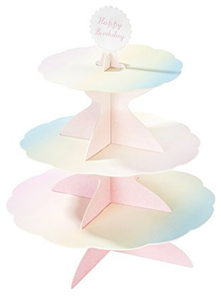 Talking Tables We Heart Pastels, 3 Tier Reversible Cake Stand, Paper, H37.5 x W30cm (complete with 4 different toppers), Pastelcakestand, Pastel