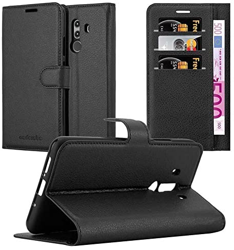 Cadorabo Hülle kompatibel mit Huawei Mate 10 PRO Handyhülle aus Kunst Leder Flip Klappbare Stoßfeste Magnetische [Standfunktion] [Kartenfächern] Cover Hülle für Huawei Mate 10 PRO Tasche in Schwarz