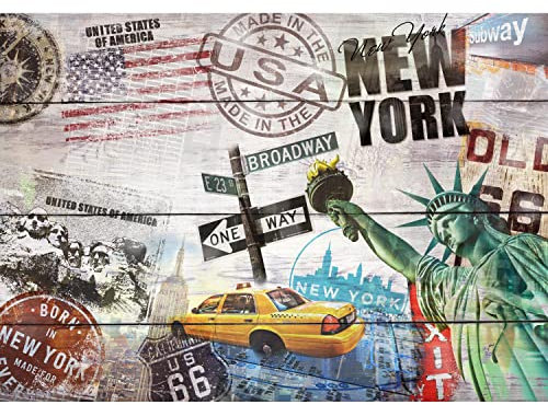 Runa Art Papel tapiz fotográfico aspecto de madera de Nueva York EE.UU. Moderna Lana Sala Cuarto Salón - Made in Germany - Vistoso 9369010a