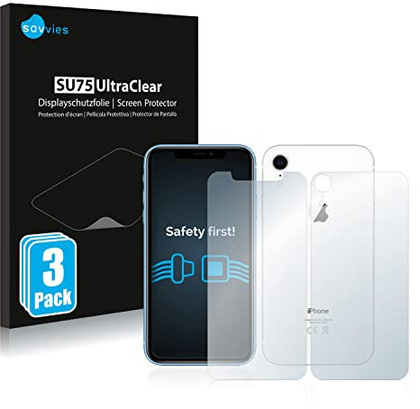 Savvies 6 Pack Screen Protector compatible with Apple iPhone XR (Front+Back) Protection Film Clear