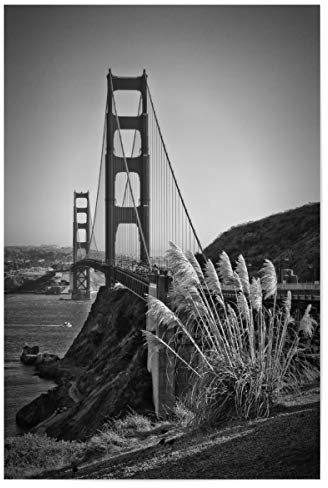artboxONE Poster 120x80 cm Schwarzweiß Urbaner Flair - Golden Gate Bridge - Bild brücke