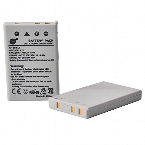DSTE 2-Stück Ersatzakku Set EN-EL5 Batterie kompatibel mit Nikon Coolpix P100 P500 P510 P520 P530 P5000 P5100 P6000 Coolpix S10