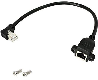 SinLoon 1 Feet RJ45 Ethernet Adapter Cable 90 Degree Angle Flush Mount for CAT 5/CAT 6 LAN Ethernet Socket Connector Adapter Cat5 Cat6 Cable (Male to Female)