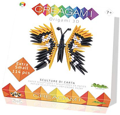 CreativaMente Creagami 3178753 Origami 3D Sculpture en Papier Papillon, Kit de Bricolage pour Adultes et Enfants à partir de 7 Ans 114 pièces, 78703, Blanc, Centre