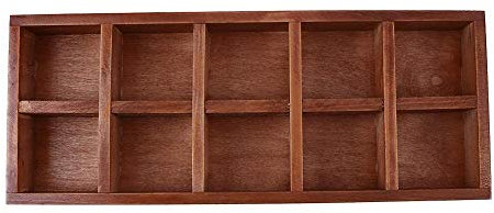 Aeromdale - Caja de almacenamiento de madera con compartimentos divisores, cajón organizador de escritorio para manualidades, flores, plantas, joyas, 10 compartimentos
