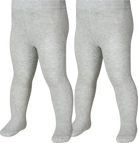 Playshoes Collant Unisex - Bambini e ragazzi, Confezione Doppia Grigio/Melange, 86-92