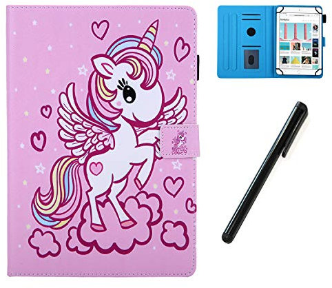 HereMore Funda 7 Pulgadas Universal, Carcasa Antigolpes Estuche Folio Cubierta Protectora para Lenovo Tab E7,WOXTER X-70,Samsung Galaxy Tab A6 7.0,Huawei MediaPad T3 7,Haehne 7, Unicornio
