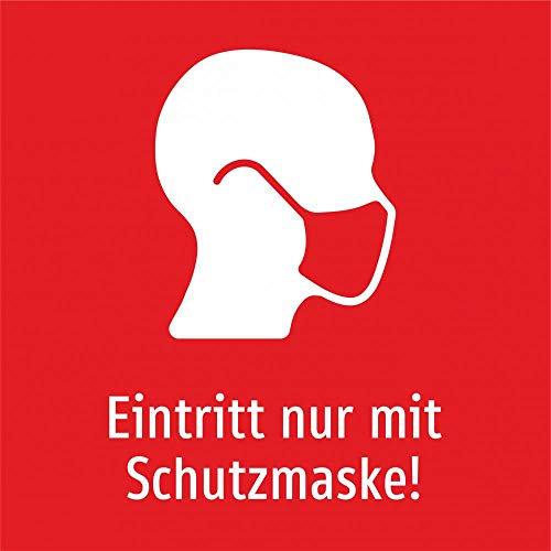 Eintritt nur mit Schutzmaske! (rot) - 200 x 200 mm, Aufkleber