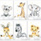 LALELU-Prints Bilder Kinderzimmer Poster Babyzimmer Deko Mädchen Jungen Kinderbilder Set Kinderzimmerbilder (Safari 6er Set)