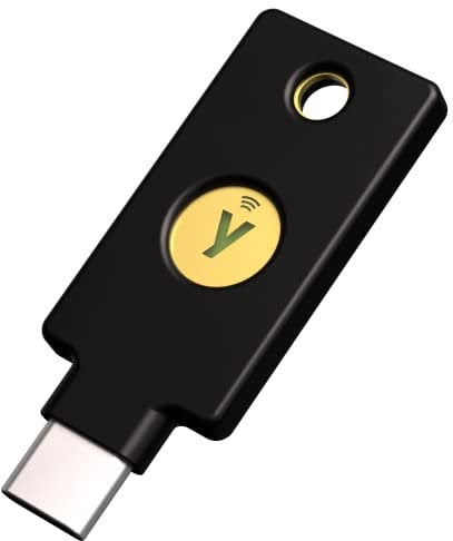 Yubico - YubiKey 5C NFC - Sicherheitsschlüssel für Zwei-Faktor-Authentifizierung (2FA), Anschluss über USB-C und NFC - FIDO-zertifiziert