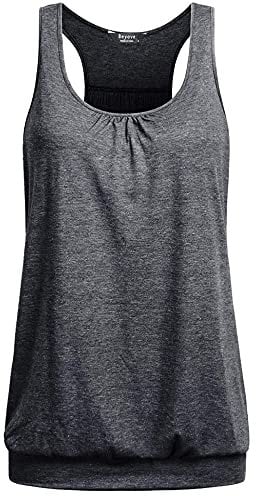 UNibelle Tank Top Damen Yoga Tolle Shirts Sport Racerback Lauf Tanktop Ärmellos Oberteil Basic-Top, Dunkelgrau, XL