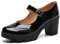DADAWEN Women's Mid Block Heel Court Shoes Platform Mary Jane Pumps Dress Oxfords Shoe Patent Black 7 UK