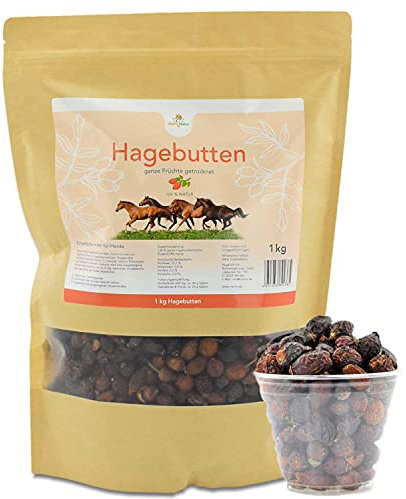Mahu Natur 1 kg Getrocknete Hagebutten Pferd - Ganze Früchte Schonend Getrocknet - Für Pferde, Ponys Und Esel Mit Viel Vitamin C