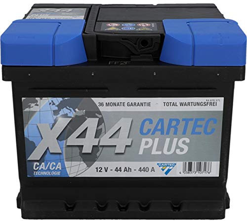Cartec Plus Auto-Batterie, 44 Ah / 440 A, wartungsfreie Starter-Batterie, mit Calzium Technologie