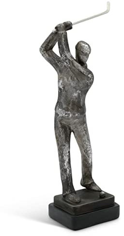 FeinKnick Golf Skulptur “The Perfect Swing” - Dekofigur Golfspieler als Inspiration & Trophäe - Dekoration handgefertigt aus Kunststein 34cm groß - Golfer-Statue als Schreibtisch Deko