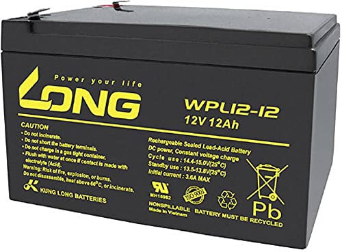 Long WPL12-12 WPL12-12 Bleirechargeable battery 12V 12Ah Blei-Vlies (AGM) (B x H x T) 151 x 93 x 98mm Flachplug 6