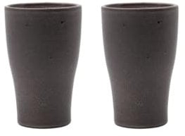 House Doctor 2 x Thermobecher, Liss | Kaffeebecher aus Keramik | Coffee to go Becher für Kaffee & Tee | Dunkelgrau