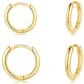 CERSLIMO Ohrringe Gold Creolen Silber 925 set 8mm 10mm Vergoldet Schmuck Valentinstag Geburstag Klein Geschenke für Damen Herren Mädchen Frauen Männer Beste Freundin Schwester Freunde