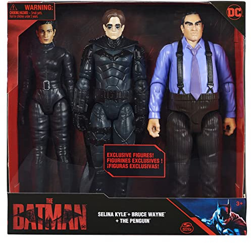 BATMAN Set di 3 statuette da 30 cm, Selina Kyle e il pinguino per bambini e collezionisti