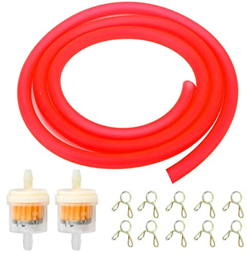 ZAMDOE Fuel Filter, WA-NL-049-1, In Line, 5mm ID, 100cm, for GY6 50cc-150cc Scooters, ATV, Go-Kart, Dirt Motorcycle, Blue, Red