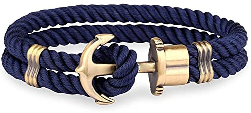 Bracelet Ancre Homme en Nylon Bleu Marine et Ancre en Laiton
