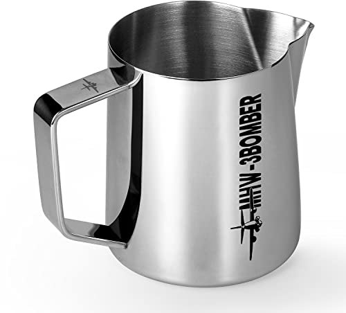 MHW-3BOMBER Espresso Dampfkrug Milchaufschäumkrug Edelstahl Milch Kaffee Cappuccino Latte Art Barista Tasse 600ml (glänzend) P5003S