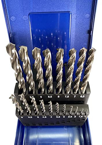 WELDINGER HSS-Co DIN 338 Metallbohrerset Typ N dreischneidig Kreuzanschliff 19-teilig 1-10,0 mm 0,5 mm steigend (Spiralbohrer)