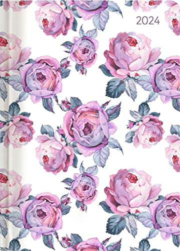 Ladytimer Midi Roses 2024 - Taschen-Kalender 12x17 cm - Rosen - mit Mattfolie - Notiz-Buch - Weekly - 192 Seiten - Alpha Edition