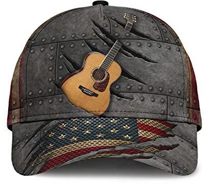 452 Herren Damen Basecap Gitarre Amerika Baseball Kappen Leicht Abwaschbar Baseball Cap Leicht Visier Hut Für Kletter Wander Laufen