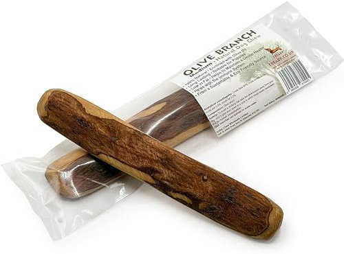 Treaby Olive Wood Dog Chew (100–160g, 16cm) – Natural Olive Branch Chew Stick for Dogs | Long-Lasting Dog Dental Stick | Safe, Sustainable, Ideal for Training & Chewing