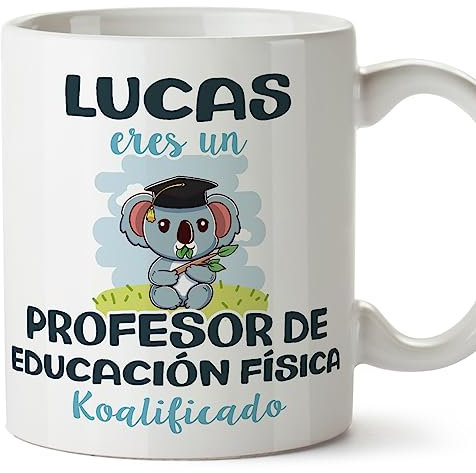 MUGFFINS Tazas Personalizadas para PROFESOR DE EDUCACION FÍSICA - En Español - Koalificados Personalizados - 11 oz / 330 ml - Regalo Personalizable original y divertido