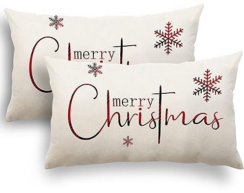 YCOLL Cuscini Natalizi per Divano Federe Cuscini Natalizi Cotone Biancheria Federe Cuscini Divano 30x50 2 Pack Cuscini per Divano per Decorazioni Natalizie
