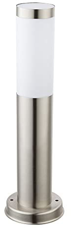 Außen Stehleuchte Gartenstehlampe Edelstahl E27 Wegeleuchte Garten, Garage Eingangsbeleuchtung, Bewegungsmelder, Steckdose, Wetterfest IP44, silber anthrazit opal modern, E27 Fassung, Farbe:Silber