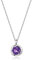 immobird Halskette Damen 925 Sterling Silber Februar Geburtsstein Kette Natürliche Amethyst-Rosenform Frauen Kettenlänge 40+5cm