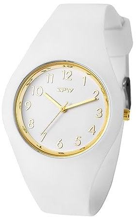 JewelryWe Kinderuhr Silikon Armbanduhr Kinder: Klassische 30m wasserdichte Analog Quarz Armbanduhr Junge Mädchen Weiß Silikonarmband Sport Uhr Schüleruhr mit arabischen Ziffern