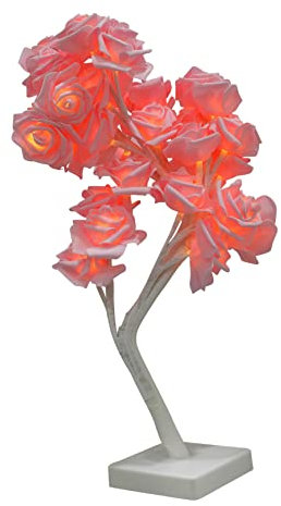 DOITOOL Rosafarbene Tischlampe Rose Schreibtischlampe Für Schlafzimmer Schreibtisch-leselampe Dimmbares Bürolicht Geführter Rosenbaum Rosenbaumlampe Pvc Tischlampe Mädchen